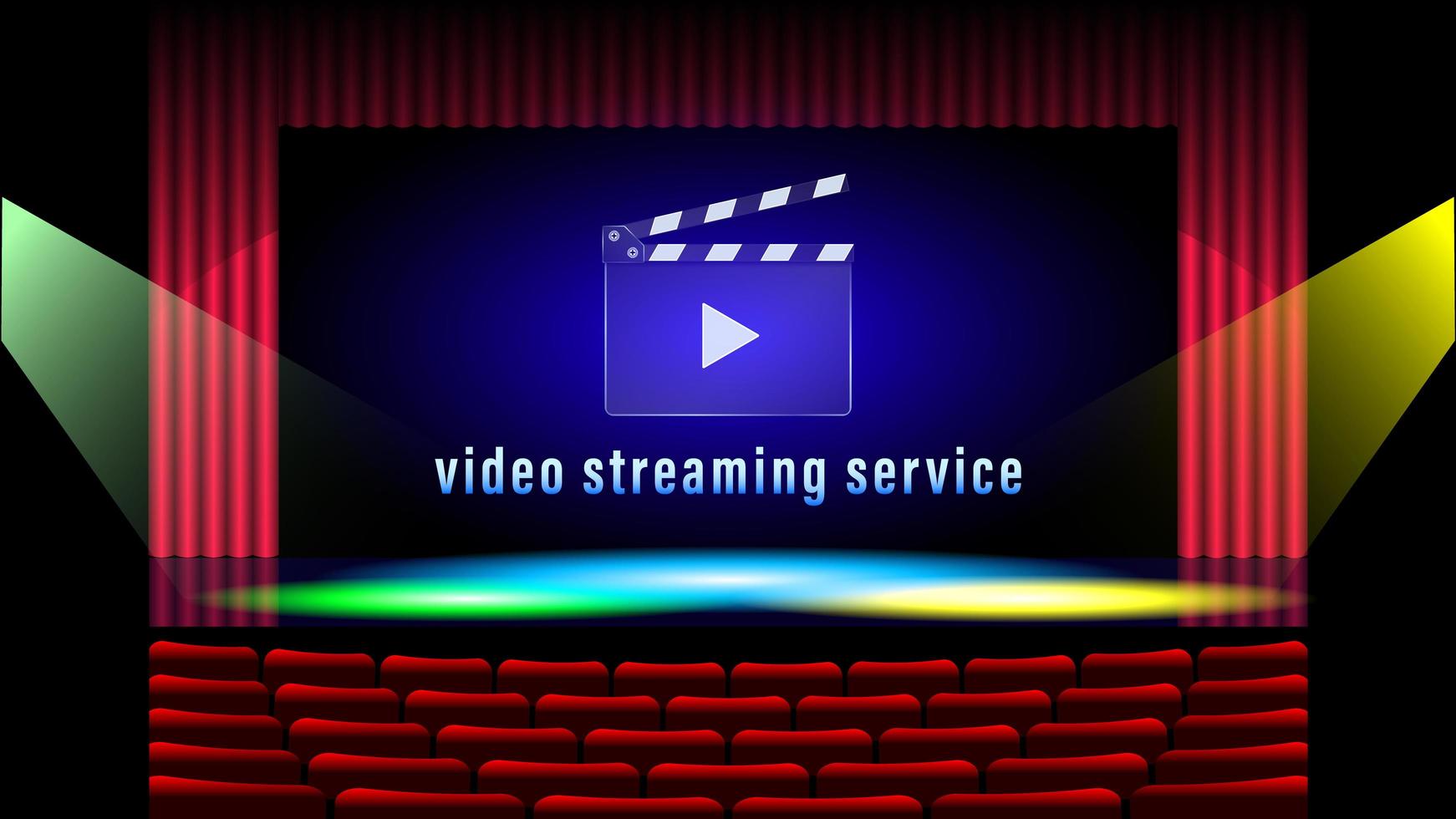 Video Streaming Service with Theater Background and Clapboard vector