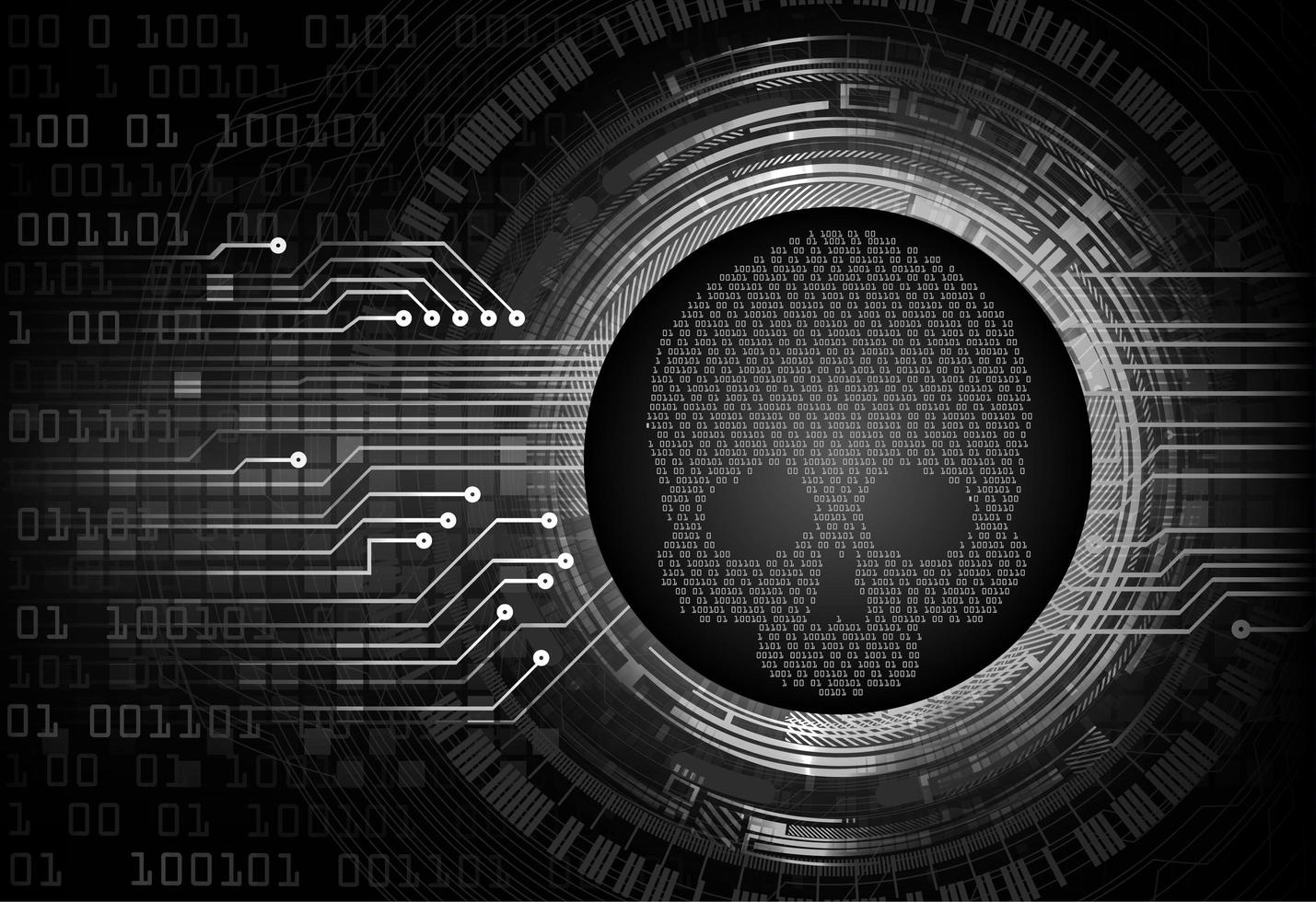 skull cyber circuit future technology concept background vector