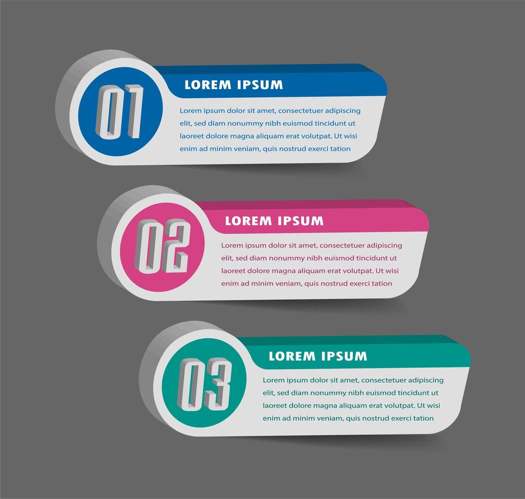 modern 3D text box template, banner infographics vector