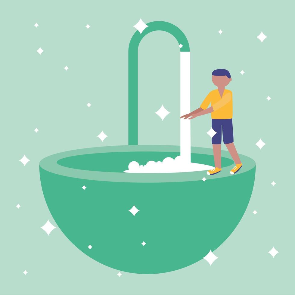 Man washing his hands vector design