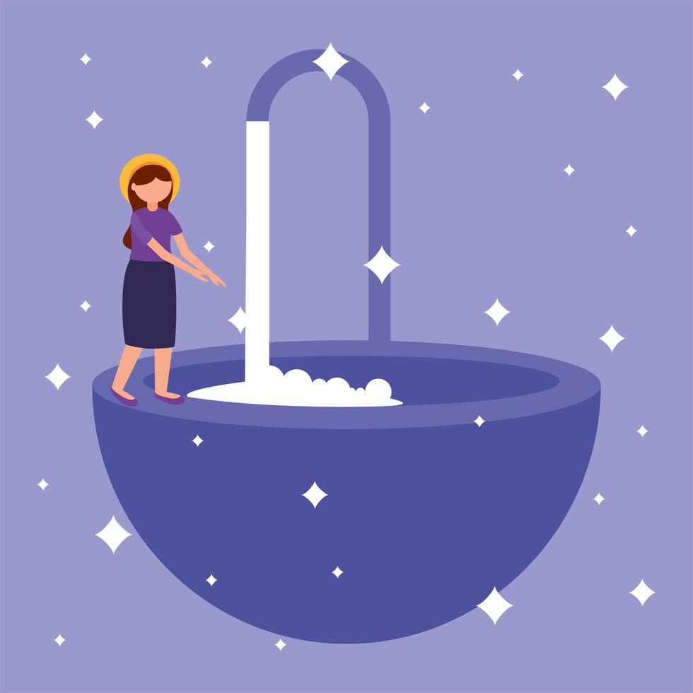 Woman washing her hands vector design