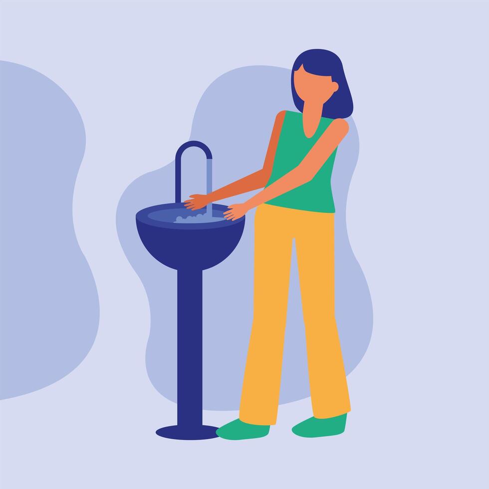 Woman washing her hands vector design