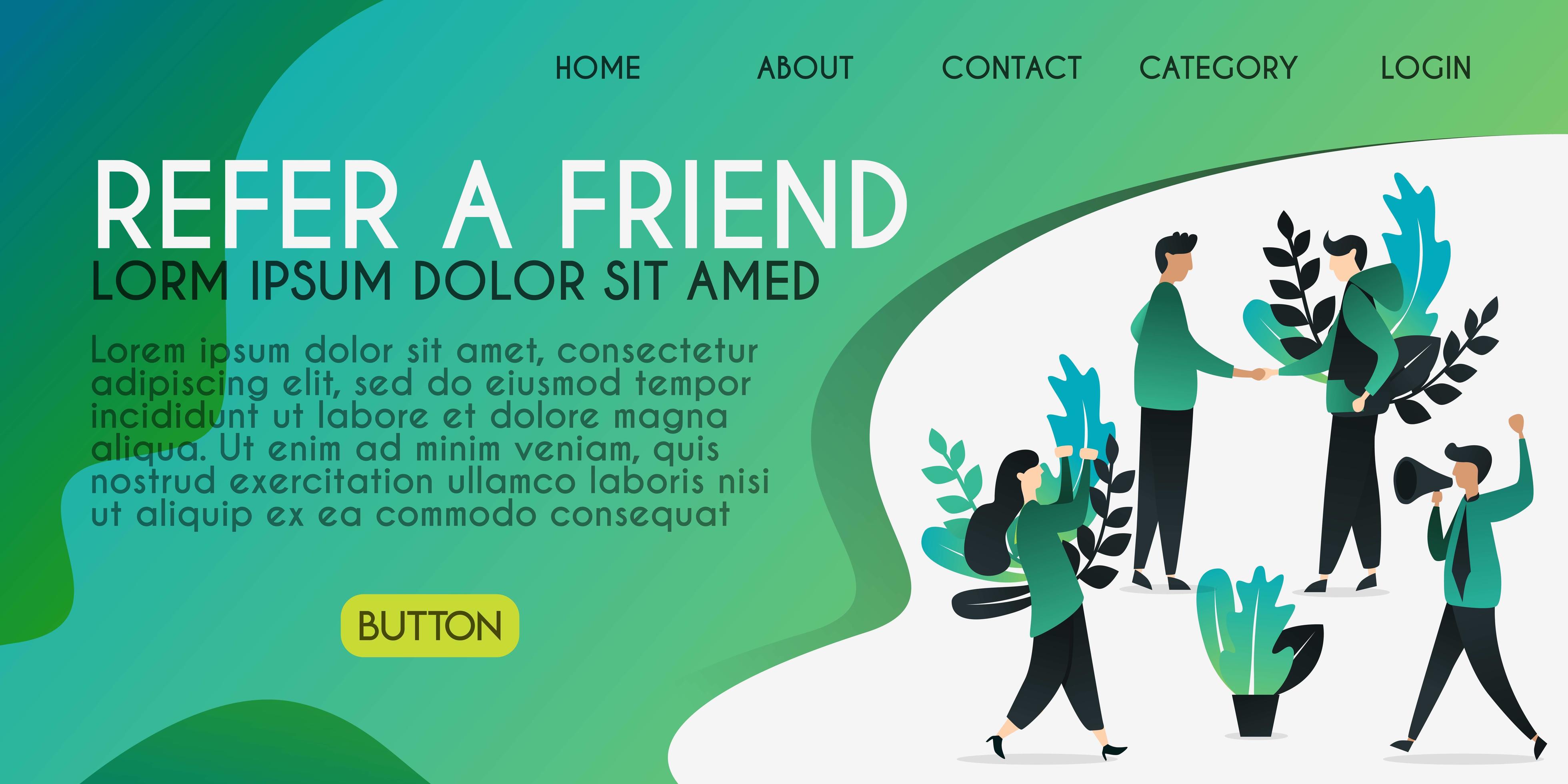 Refer a friend vector illustration concept, people are hand shaking