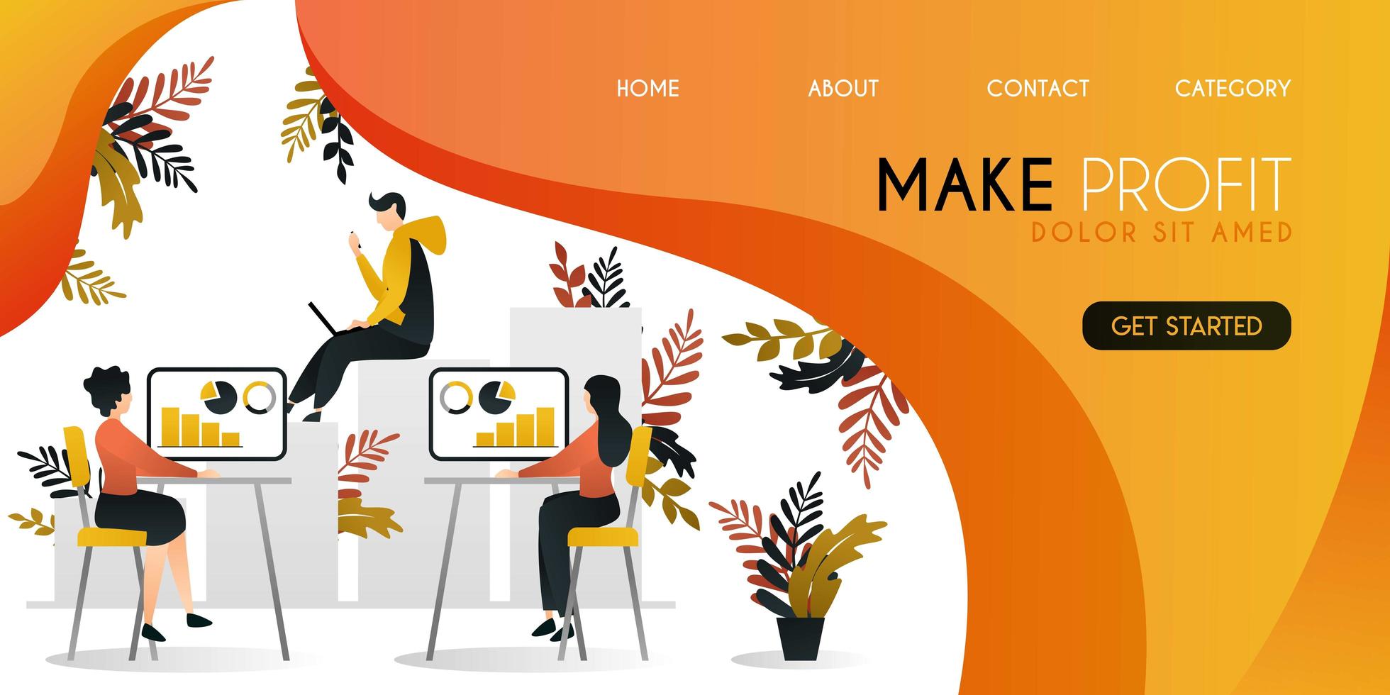 group of people who are working to grow profit and economy in business and companies vector illustration concept, can be use for presentation, web, banner ui ux, landing page