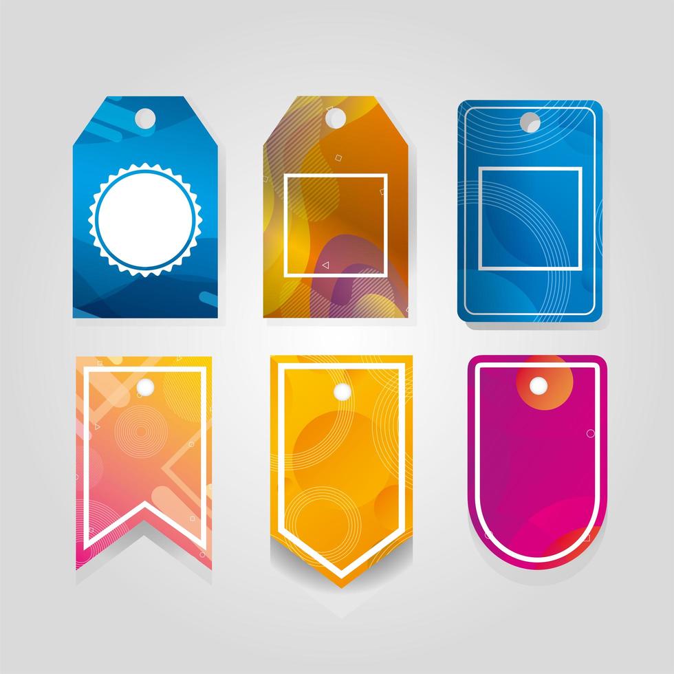 commercial tags hanging with vibrant color vector