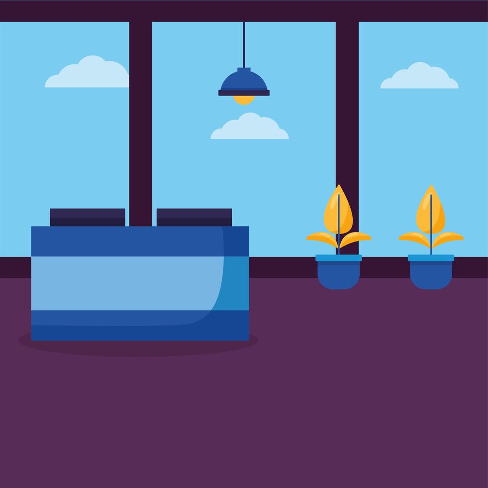 Airport reception with plants vector design