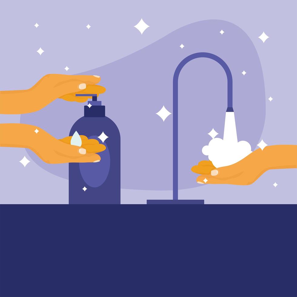 lavado de manos y botella de desinfectante diseño vectorial vector