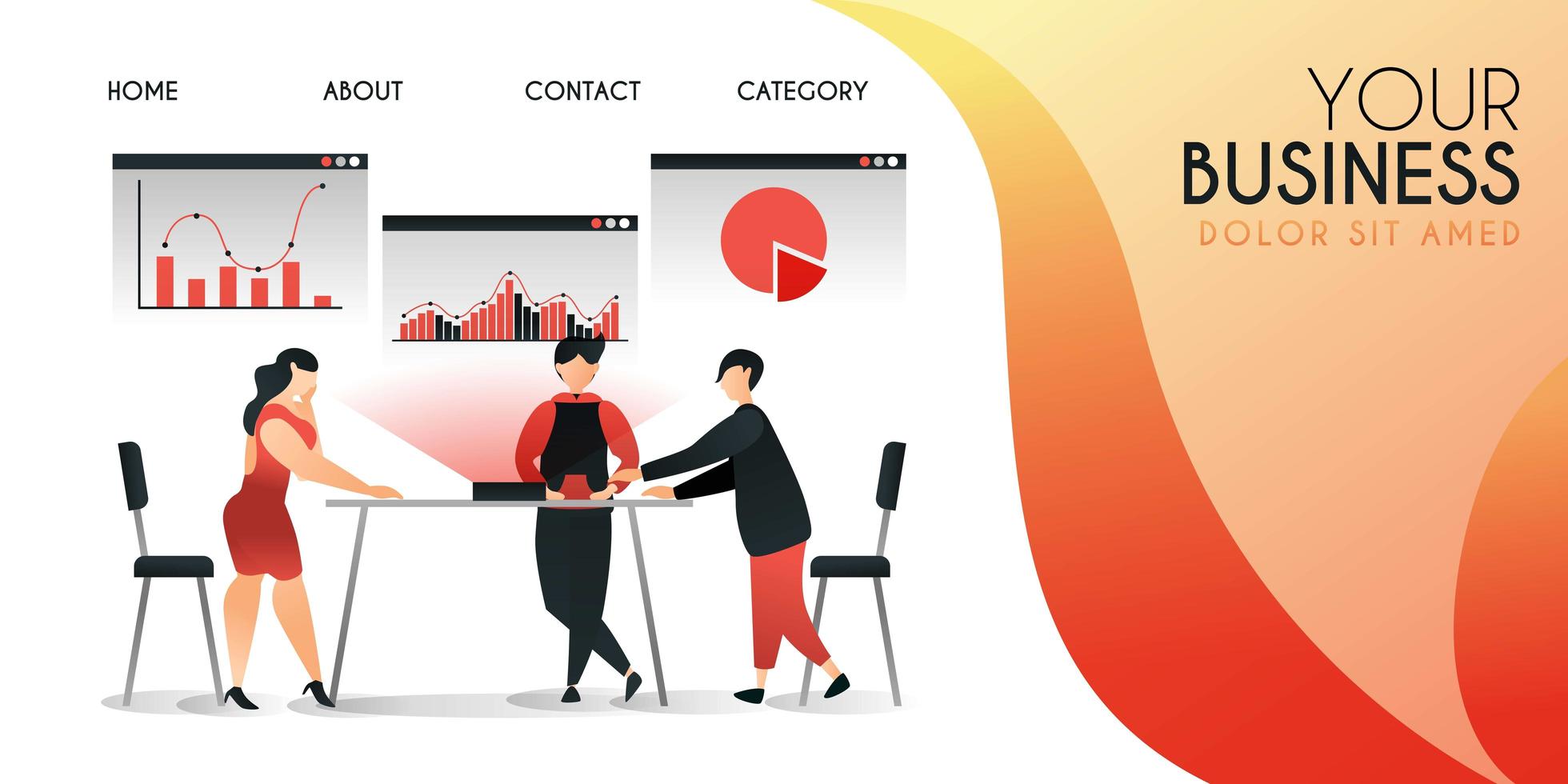 group of people who are trying new technologies to present their work ,vector illustration concept, can be use for presentation, web, banner ui ux, landing page vector