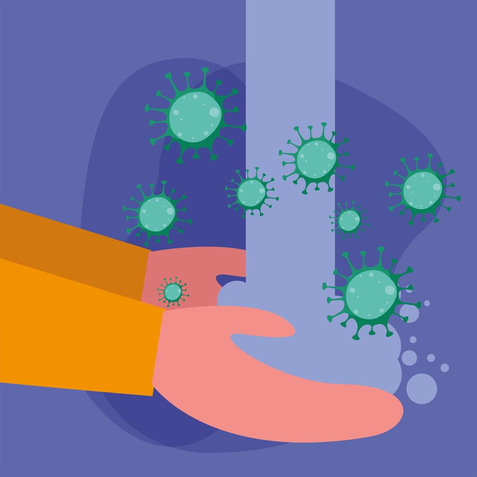 hands washing with covid 19 virus vector design