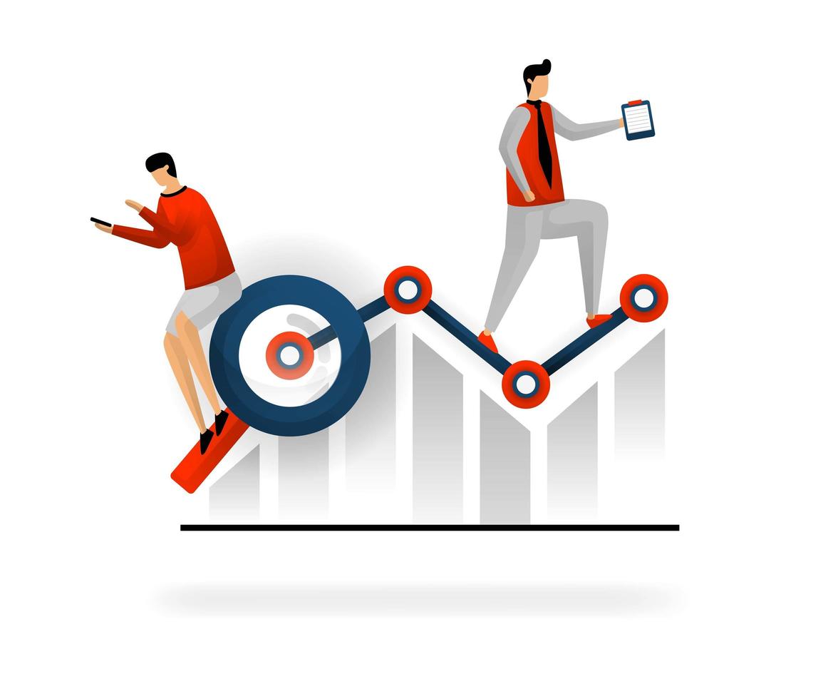 business and promotion of vector illustration. choose keywords to increase traffic. look for best list keywords if traffic decreases, SEO services to support revenue. SEO logo. flat character style