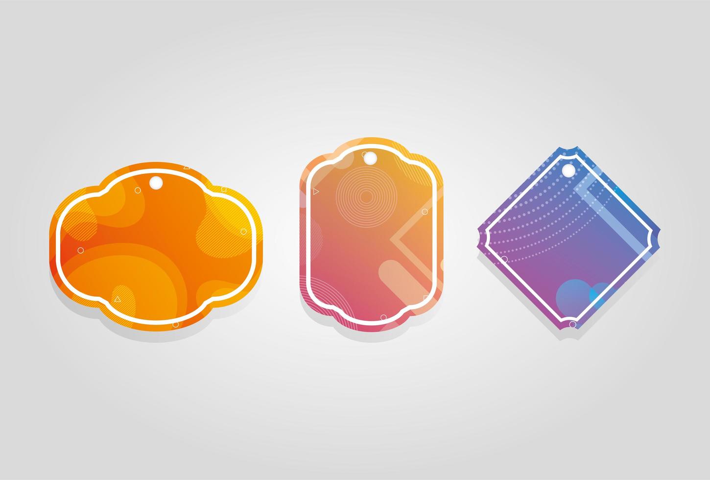 commercial tags hanging with vibrant color vector