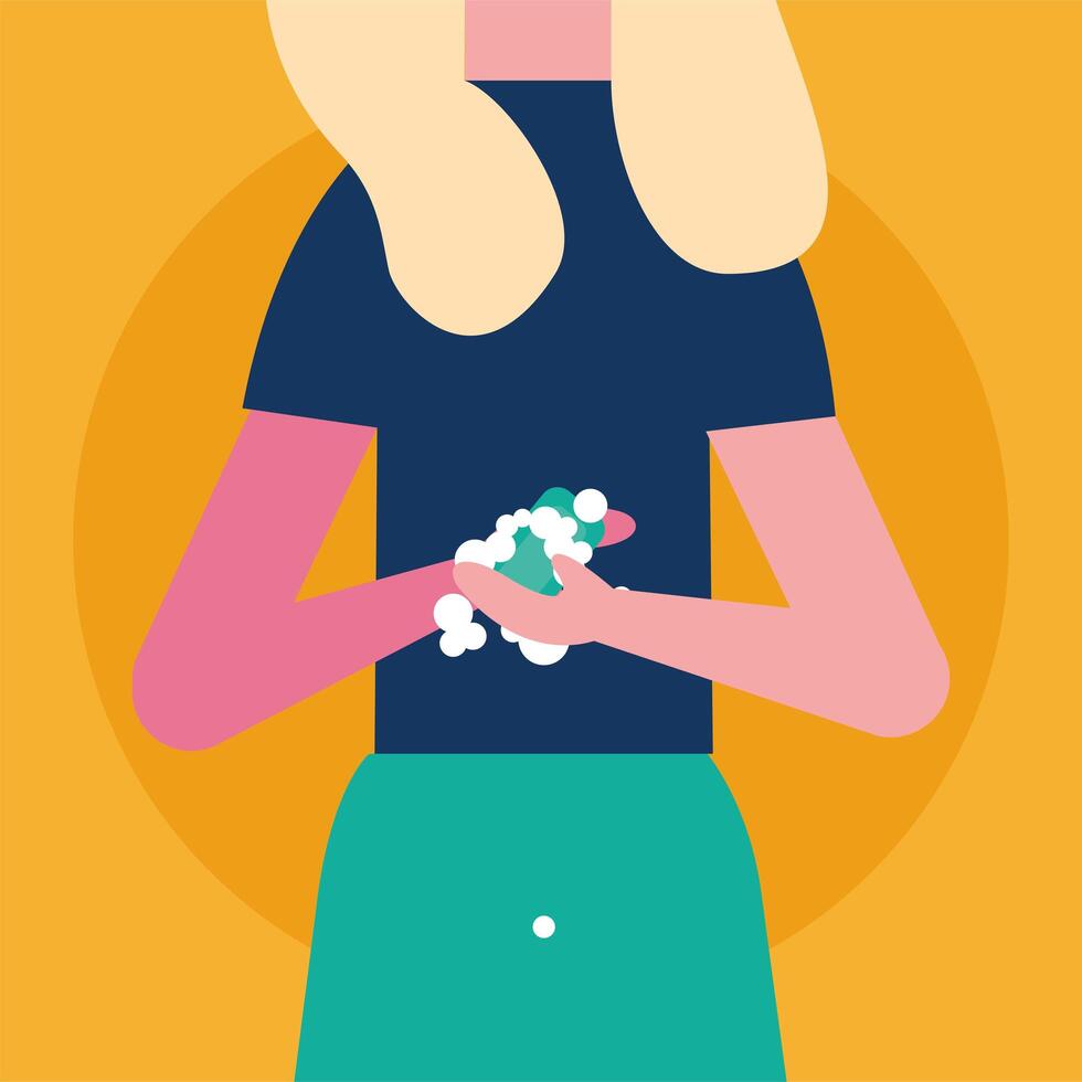 Woman washing her hands vector design