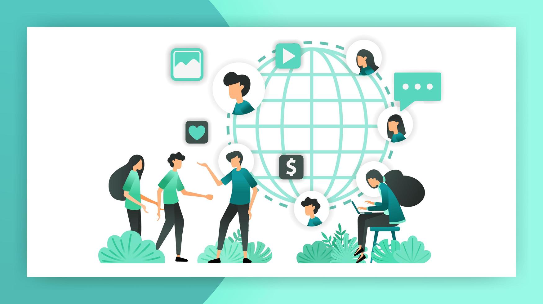 expand network marketing. get to know many people from all over the world. spread influence to market and promote. vector illustration concept for landing page ui ux web mobile app poster banner flyer