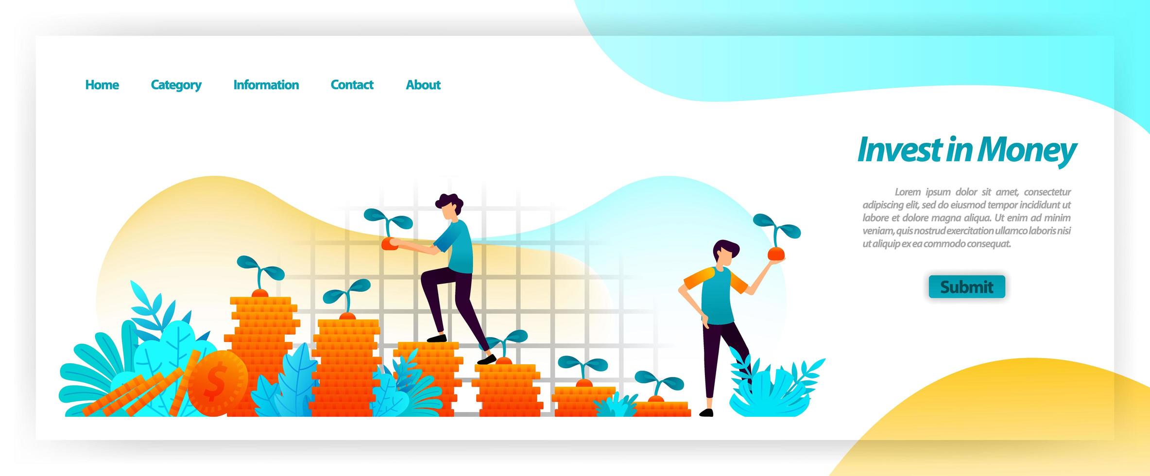 invest financial cash assets and grow business with planning, loan and capital investments to get a growing profit. vector illustration concept for landing page, ui ux, web, mobile app, poster, banner