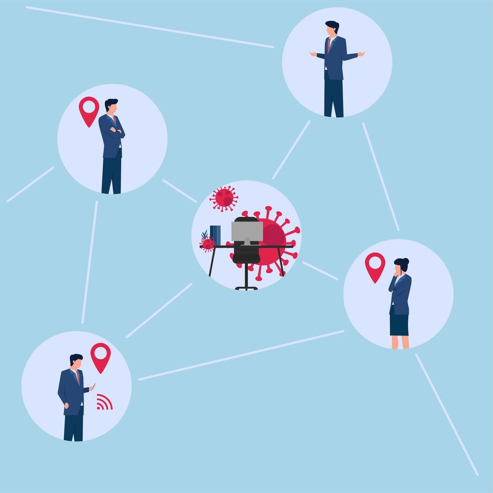 Illustration of tracing location people contact with virus. vector