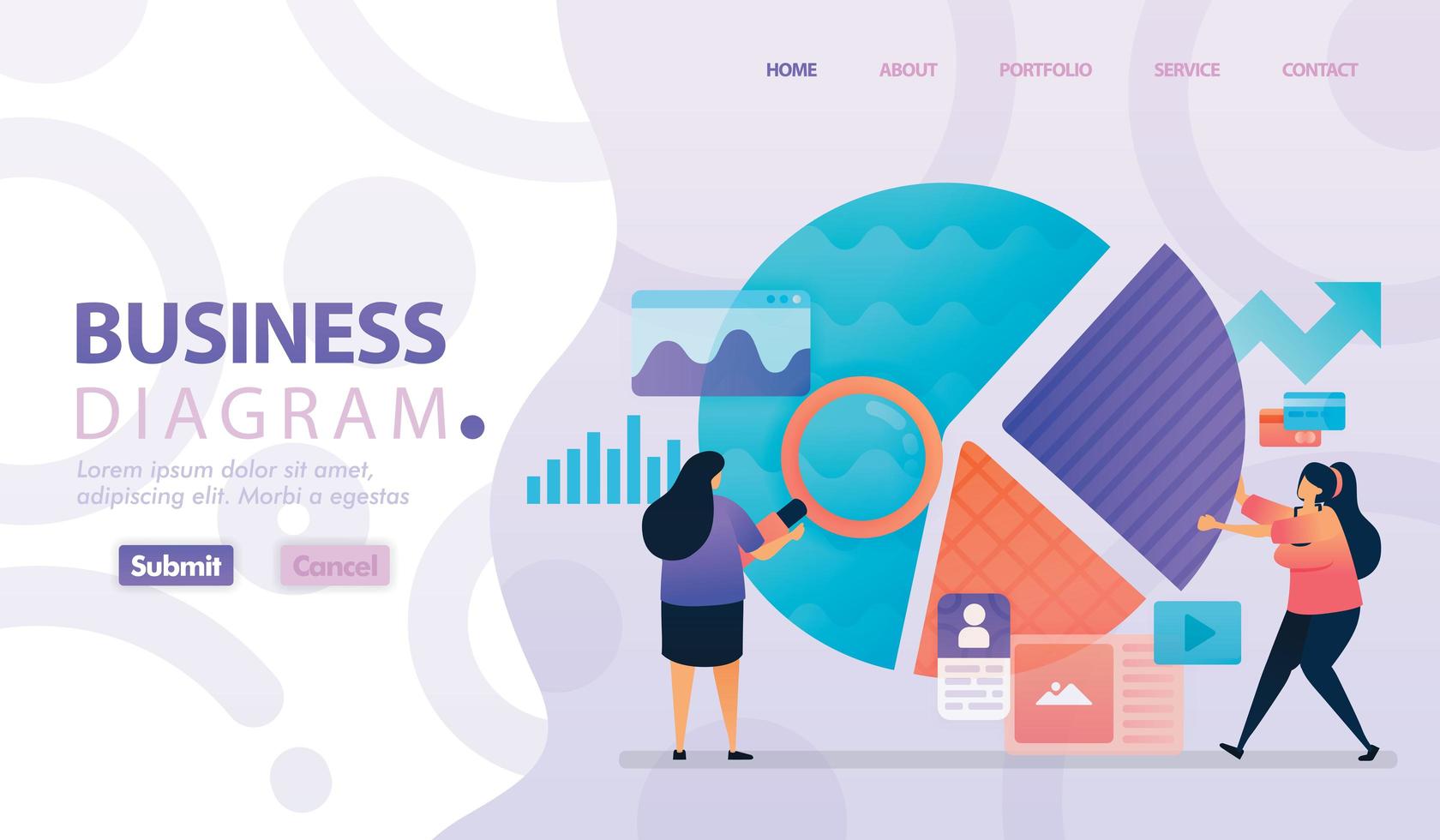 Landing page vector design of Business Diagram and Chart. Easy to edit and customize. Modern flat design concept of web page, website, homepage, mobile apps. character cartoon Illustration flat style.