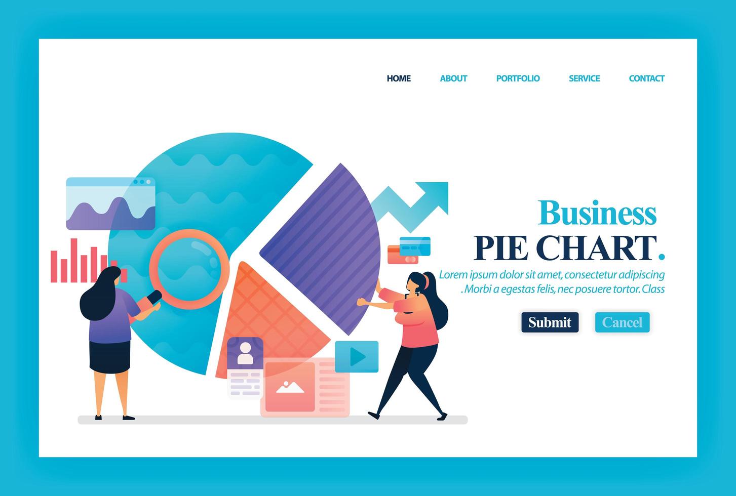 Landing page vector design of Business Diagram and Chart. Easy to edit and customize. Modern flat design concept of web page, website, homepage, mobile apps. character cartoon Illustration flat style.