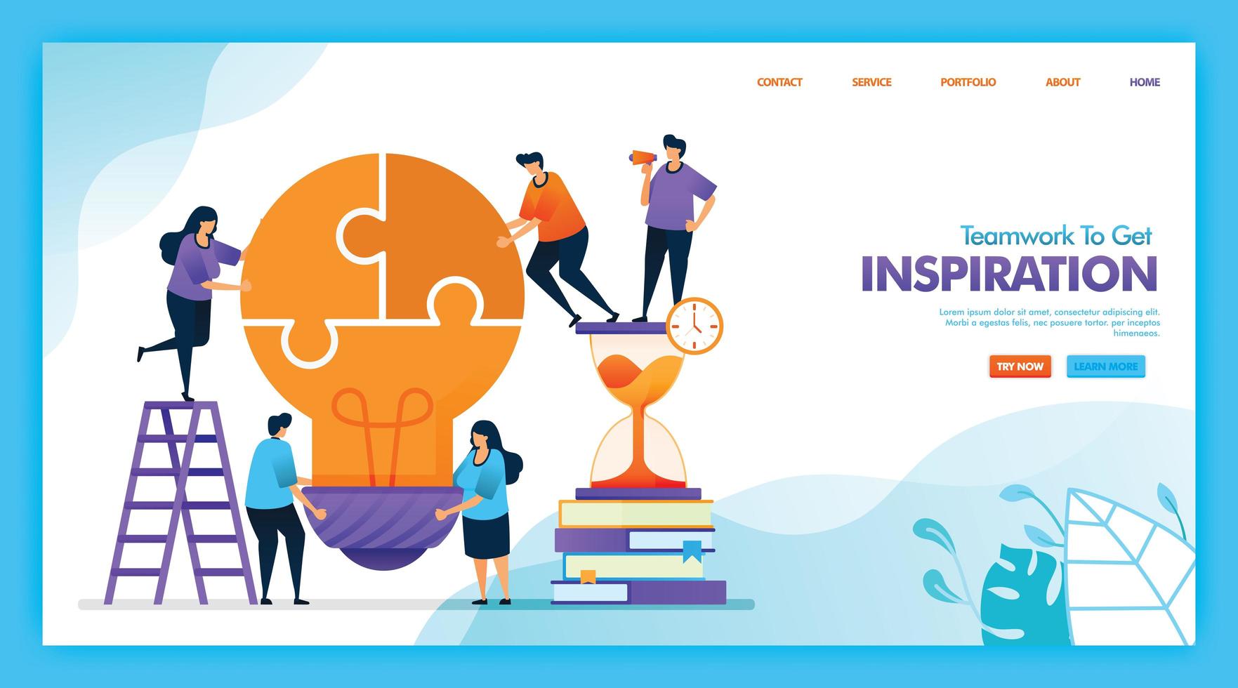 Landing page vector design of Teamwork to get inspiration. Easy to edit and customize. Modern flat design concept of web, website, homepage, mobile apps UI. character cartoon Illustration flat style.