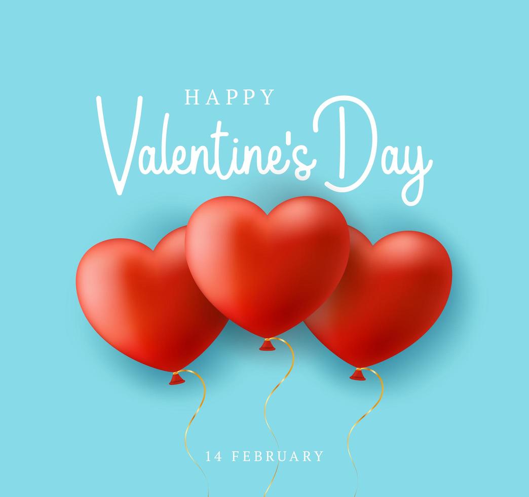 Blue Valentines day sale background with balloons heart vector