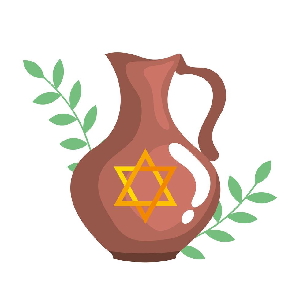 teapot with jewish golden star hanukkah vector