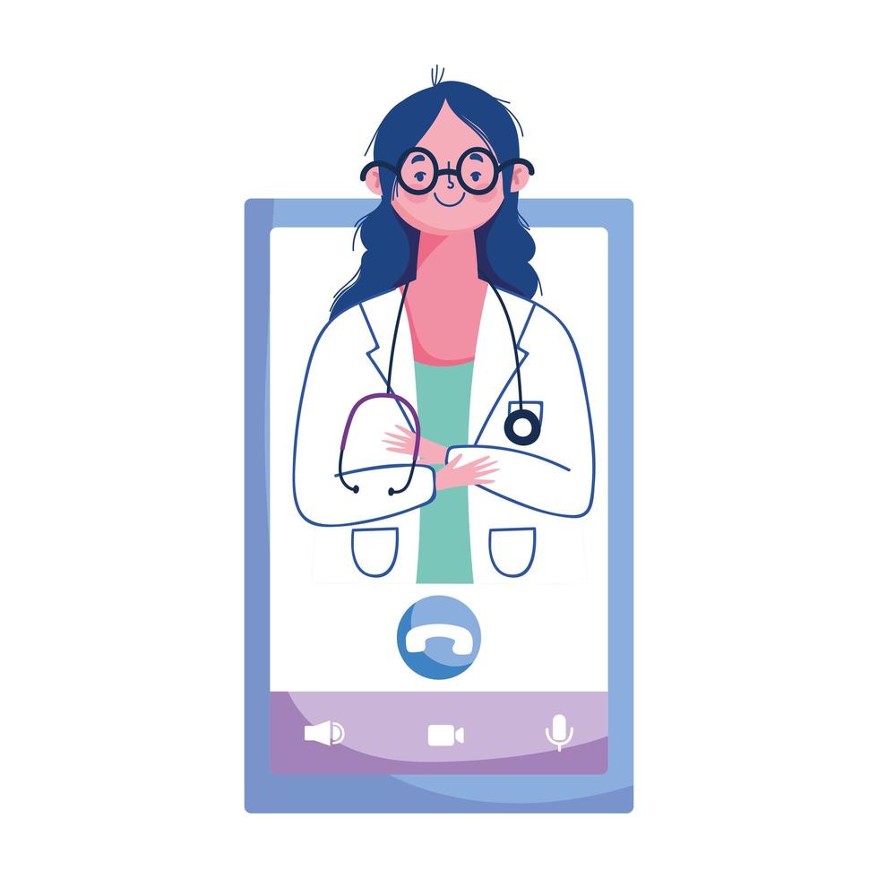 Isolated woman doctor and smartphone vector design
