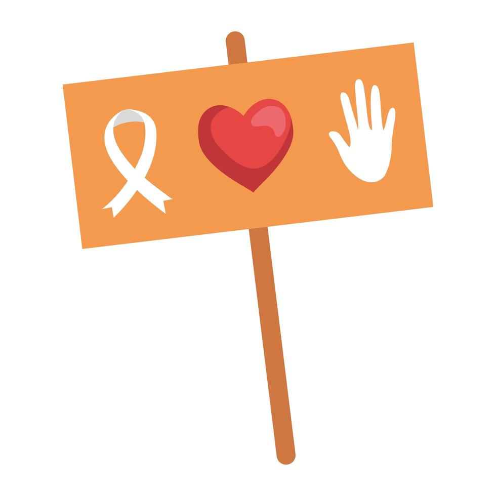 protest banner wooden with symbols vector