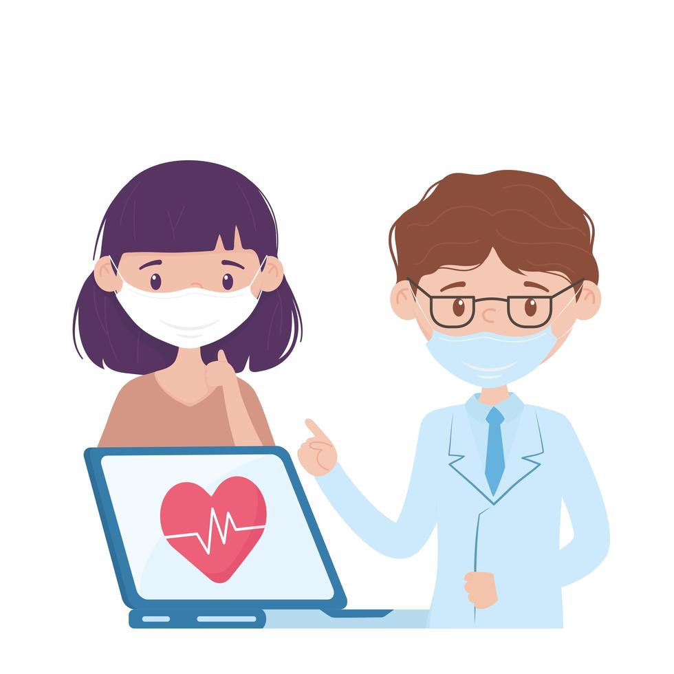 Isolated man doctor and woman with mask vector design