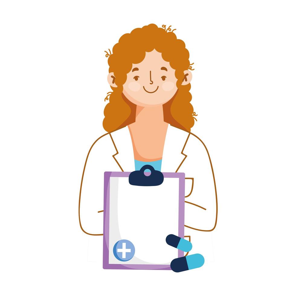 Doctora aislada y diseño vectorial de documentos vector