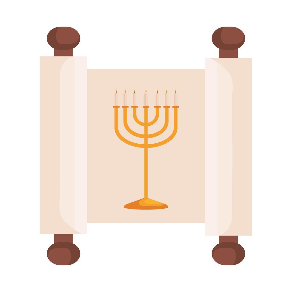 hanukkah chandelier golden in patchment vector