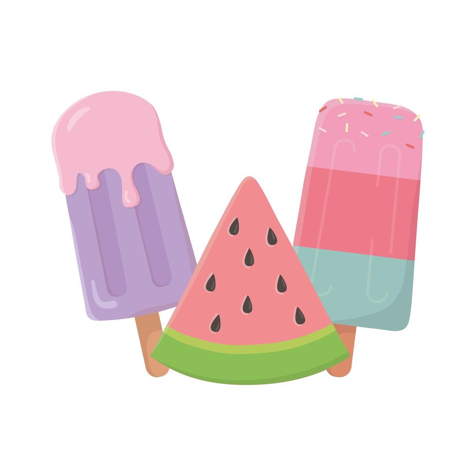 ice cream in stick slice watermelon isolated design icon vector