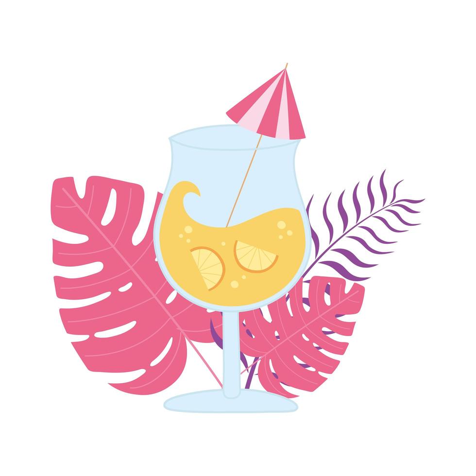 summer time vacation tourism cocktail and leaves tropical vector