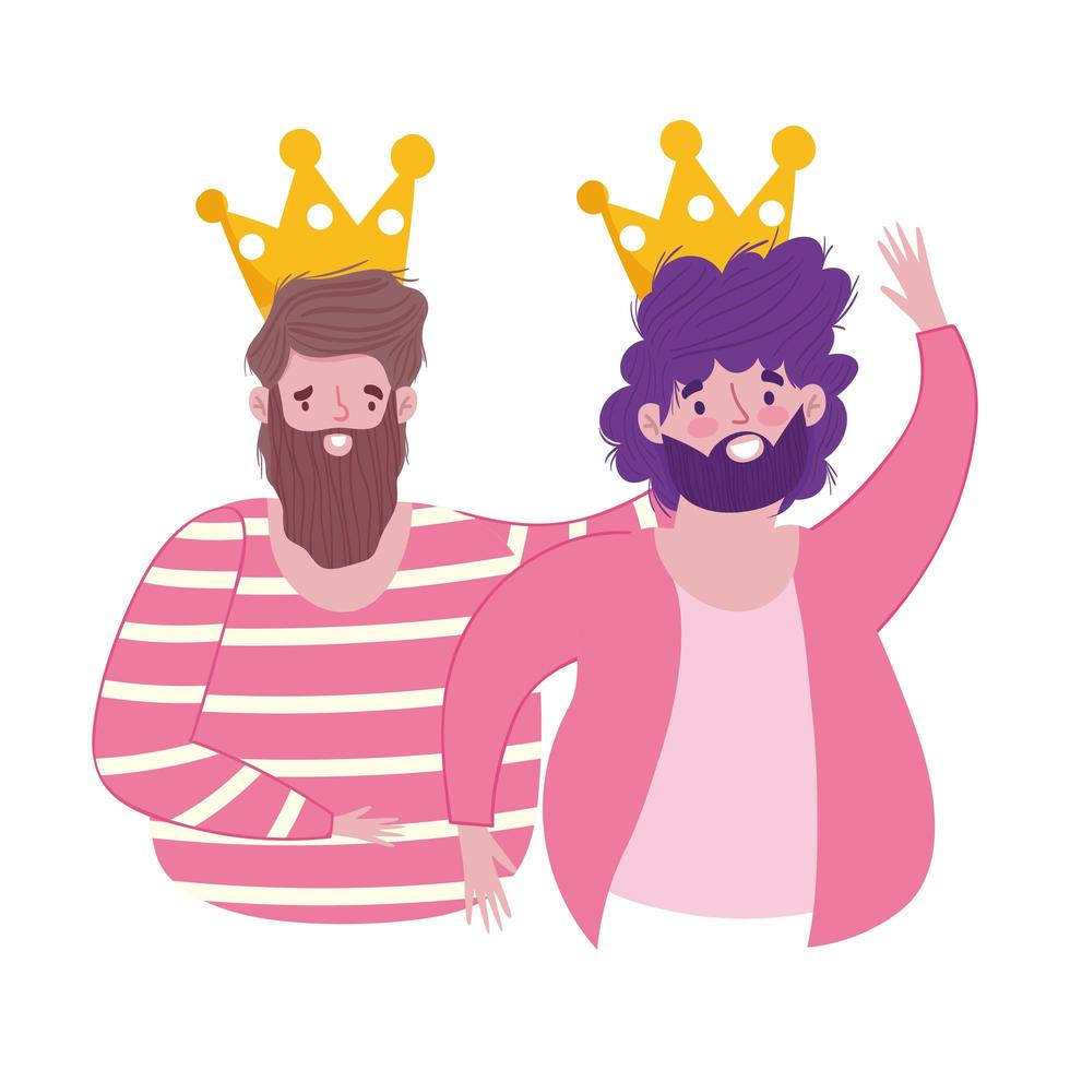 happy fathers day, greeting card dads with crowns celebration vector