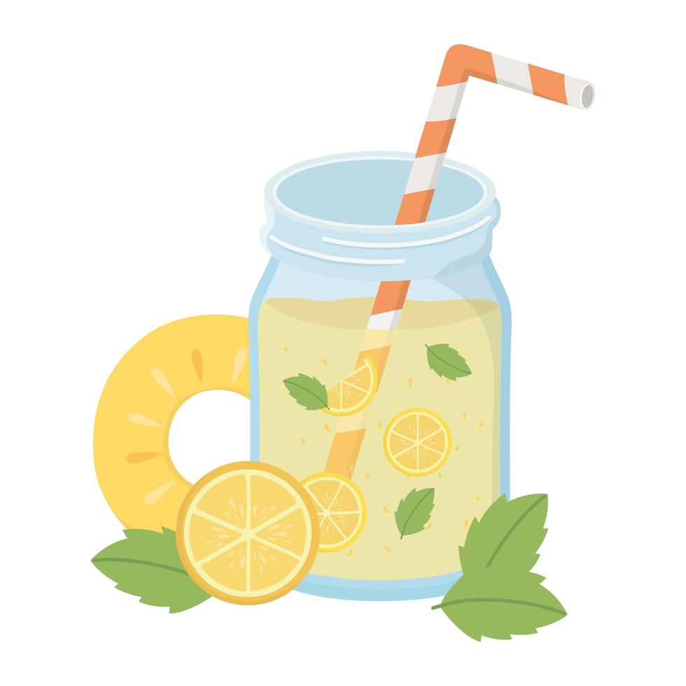 summer travel and vacation slice pineapple juice with straw vector