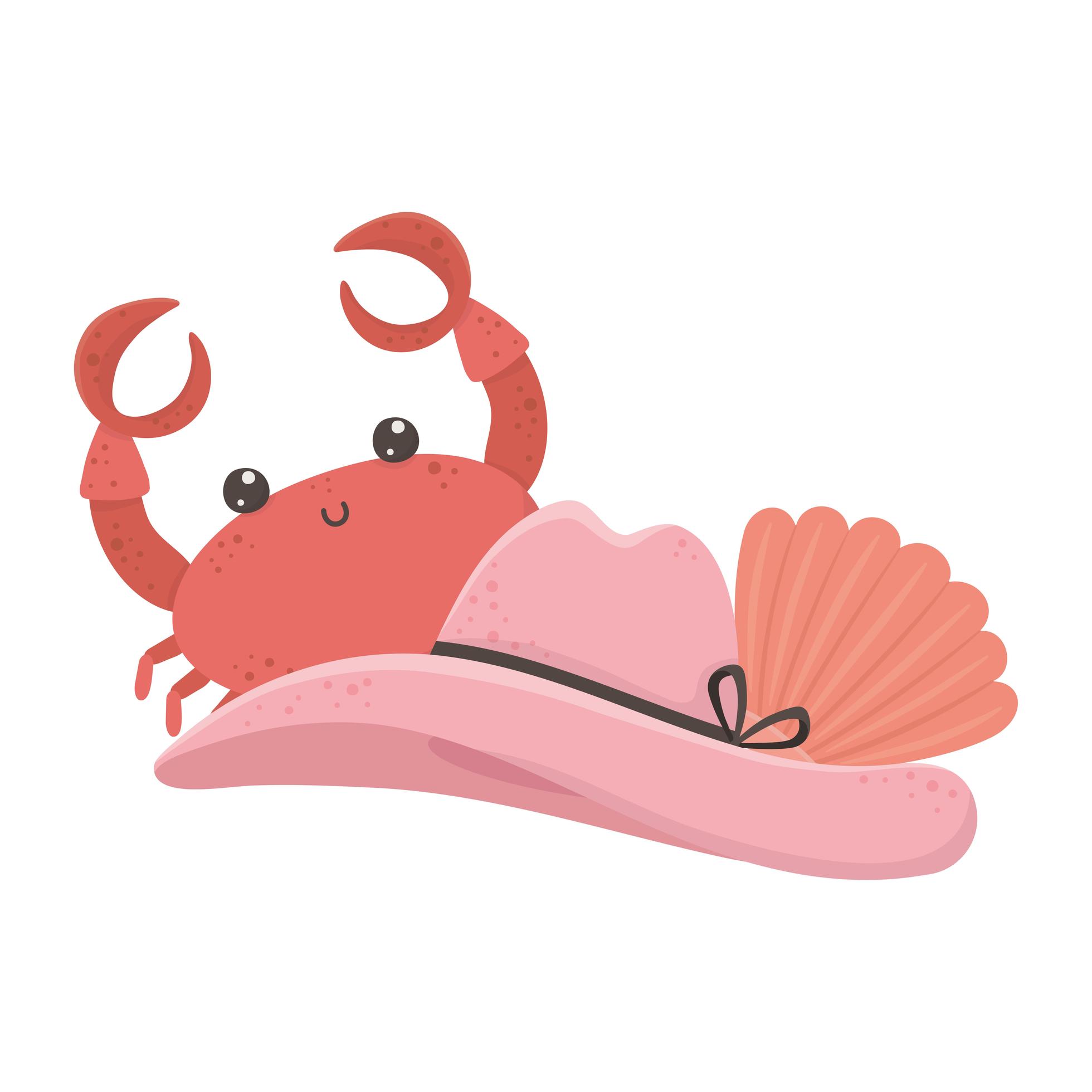 summer travel and vacation crab hat and shell tropical 1830911 Vector