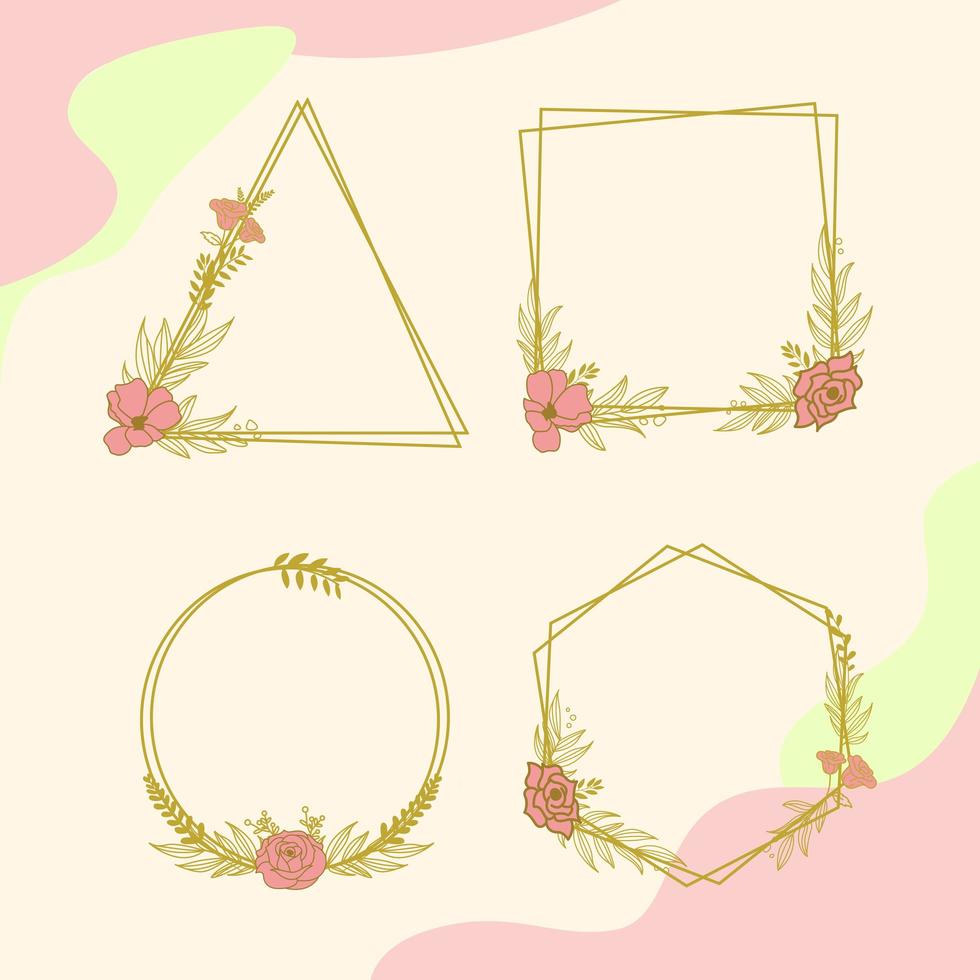 set of floral geometric frames vector