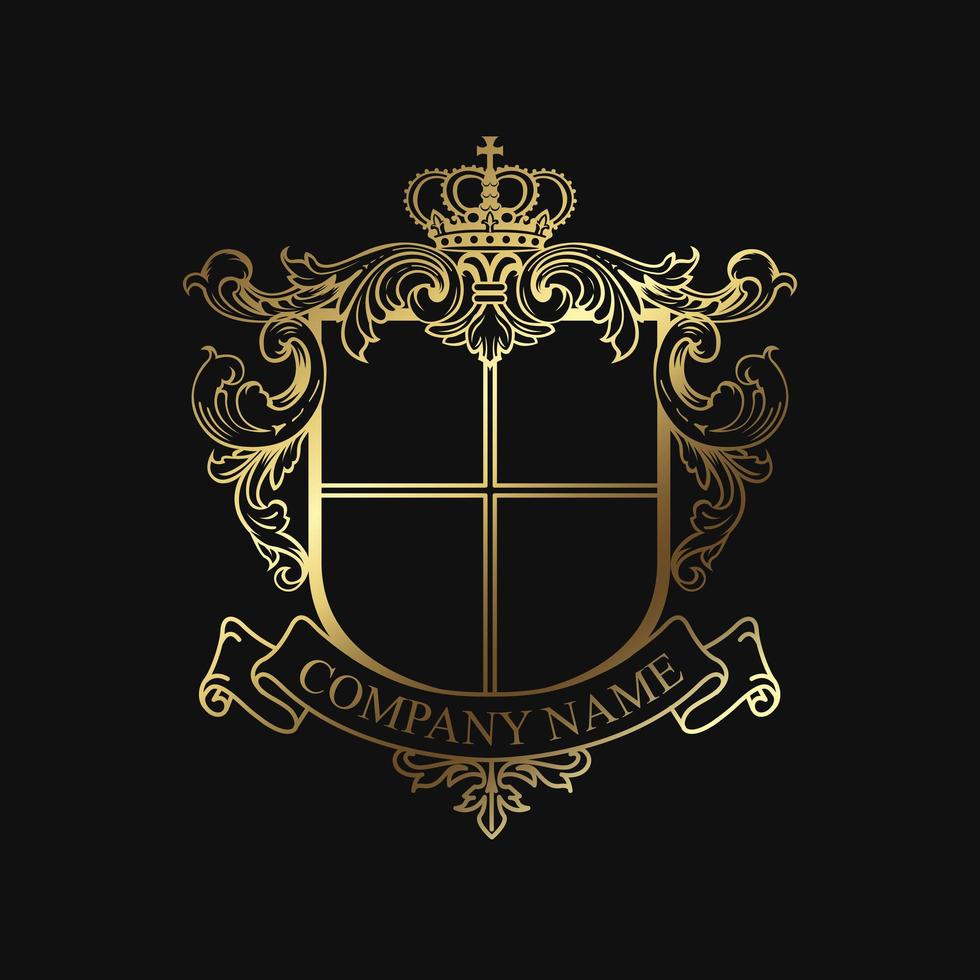 elegante escudo emblema dorado vector