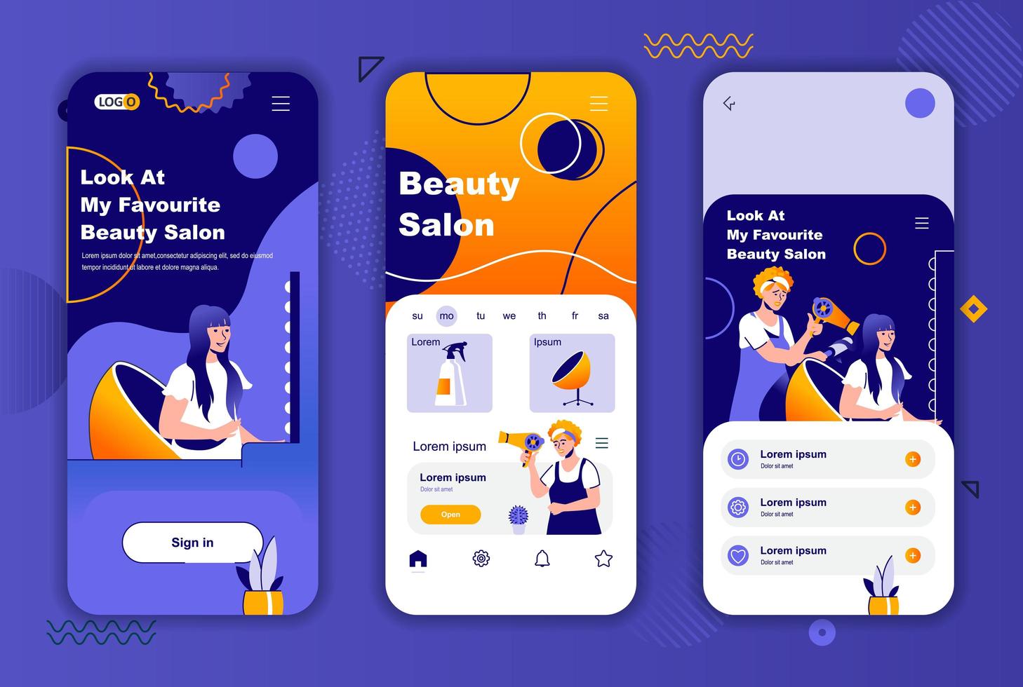 Beauty salon unique design kit for social networks stories. vector