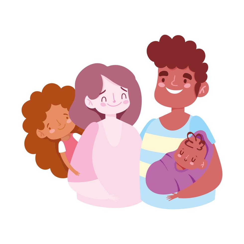 father mother little daughter and baby, family day vector