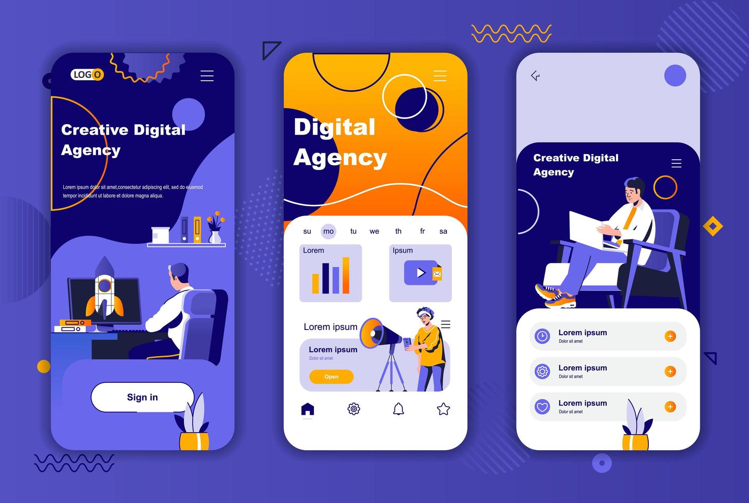 Digital agency unique design for social networks stories. vector