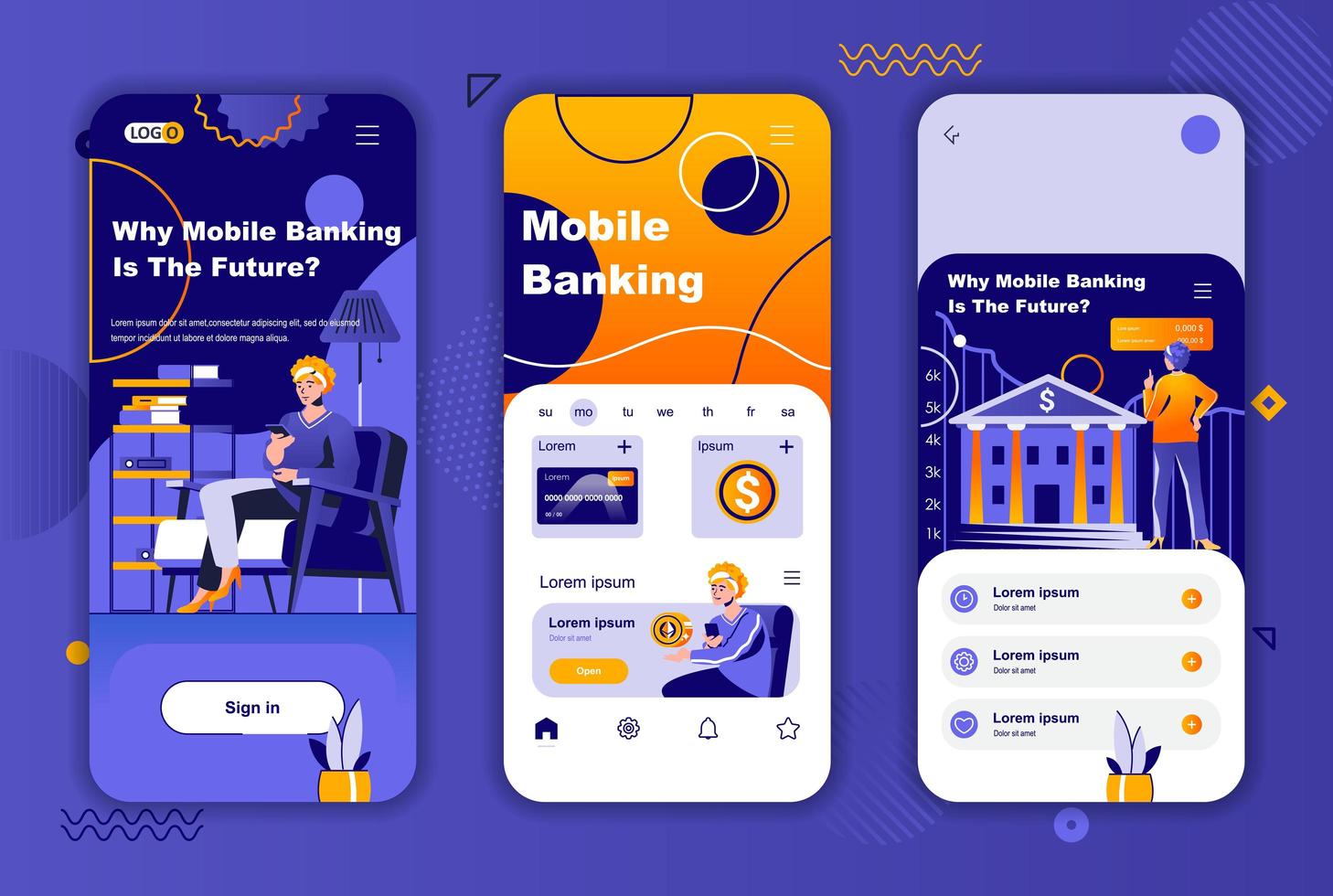 Mobile banking unique design for social networks stories. vector