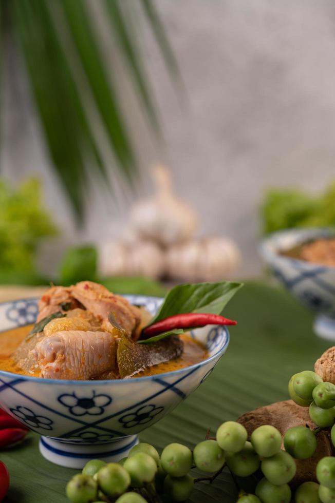 Chicken curry with wax gourd soup photo