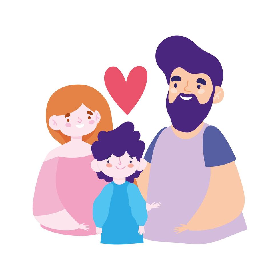 father mother little son boy character cartoon, family day vector