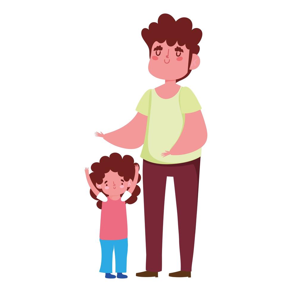 dad and son cartoon portrait characters family day vector