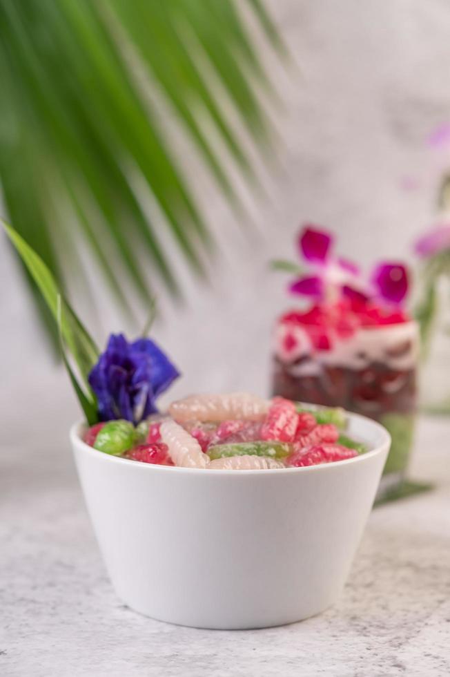 Thai style dessert on tropical background photo