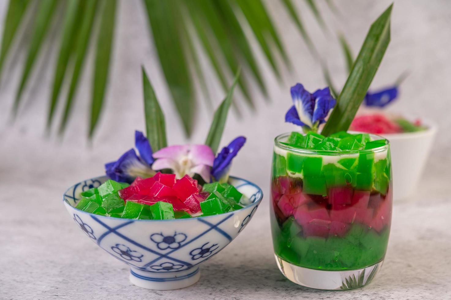 Thai style dessert on tropical background photo