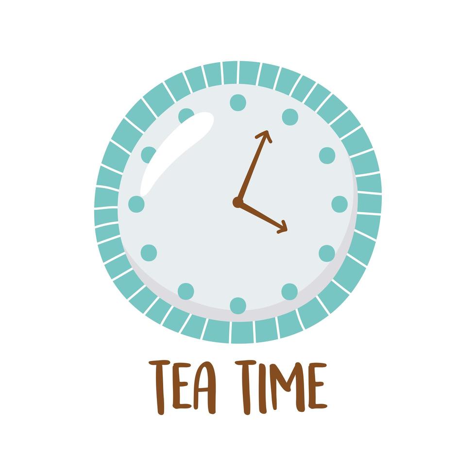 tea, clock tea time isolated design vector