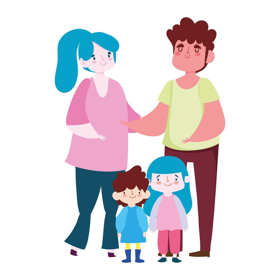 father mother little daughter and son character, family day vector