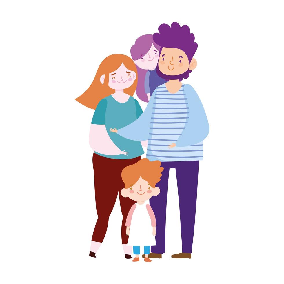 father mother little daughter and son character, family day vector