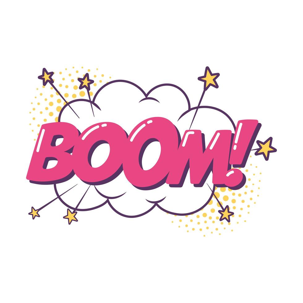 boom explosion pop art element sticker icon isolated design vector