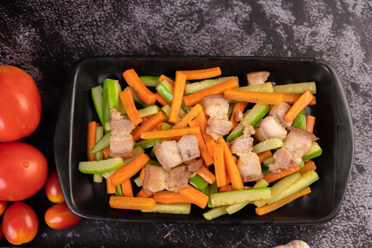 Stir fry vegetables with pork belly 1831698 Stock Photo at Vecteezy